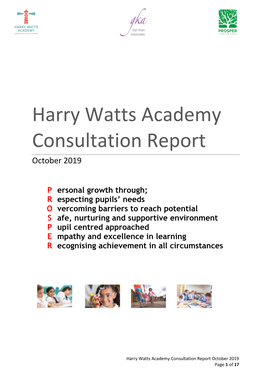 Harry Watts Academy Consultation Report October 2019