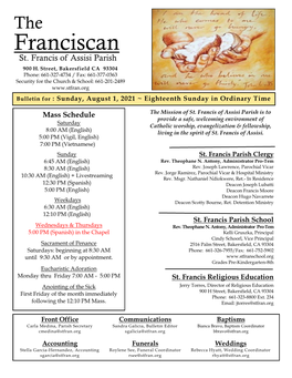 St. Francis Parish School Wednesdays & Thursdays Rev