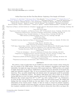 Arxiv:1901.00443V2 [Astro-Ph.EP] 19 May 2020 Bolometric ﬂare Energies Range from 1031.0 to 1036.9 Erg, with a Median of 1033.1 Erg