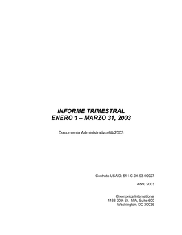 Informe Trimestral Enero 1 – Marzo 31, 2003