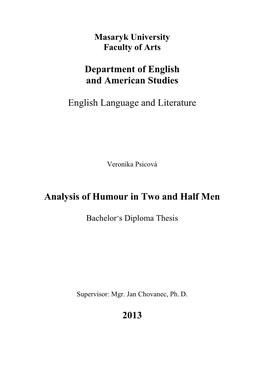 Department of English and American Studies English Language And