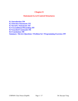 Chapter 8 Statement-Level Control Structures