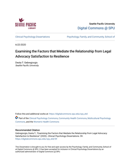 Examining the Factors That Mediate the Relationship from Legal Advocacy Satisfaction to Resilience