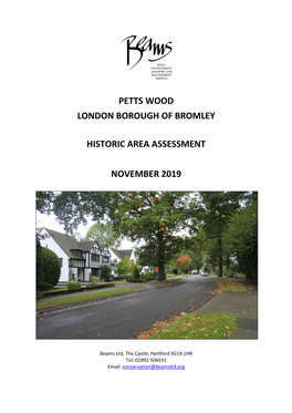 Petts Wood London Borough of Bromley Historic Area Assessment