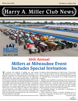 Harry A. Miller Club News