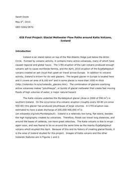 GIS Final Project: Glacial Meltwater Flow Paths Around Katla Volcano, Iceland