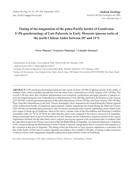 U-Pb Geochronology of Late Paleozoic to Early Mesozoic Igneous Rocks of the North Chilean Andes Between 20° and 31°S