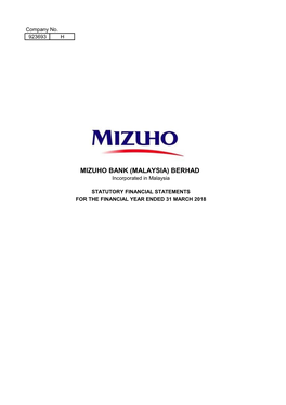 MIZUHO BANK (MALAYSIA) BERHAD Incorporated in Malaysia