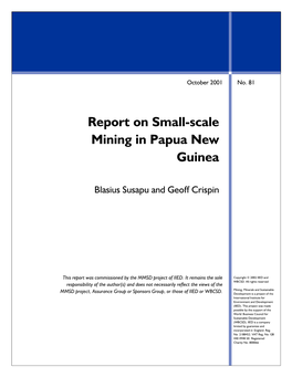 Report on Small-Scale Mining in Papua New Guinea