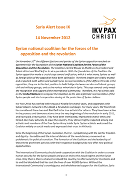 Syria Alert Issue IX 14 November 2012 Syrian National Coalition For