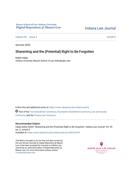 Sharenting and the (Potential) Right to Be Forgotten