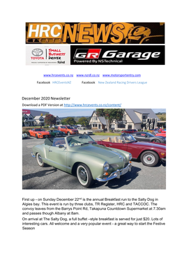 December 2020 Newsletter Download a PDF Version At