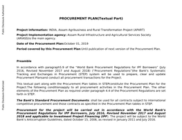 PROCUREMENT PLAN(Textual Part)