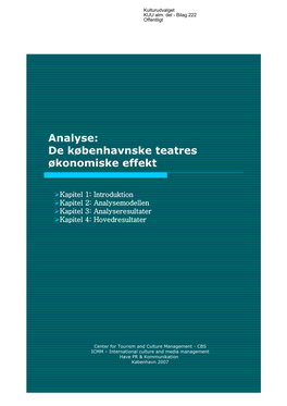 Analyse: De Københavnske Teatres Økonomiske Effekt