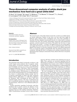 Three-Dimensional Computer Analysis of White Shark Jaw Mechanics: How Hard Can a Great White Bite? S