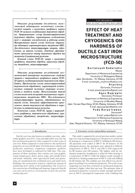 Effect of Heat Treatment and Cryogenics On