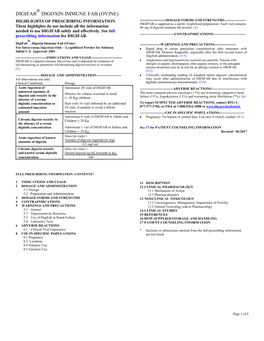 Digifab Digoxin Immune Fab (Ovine)