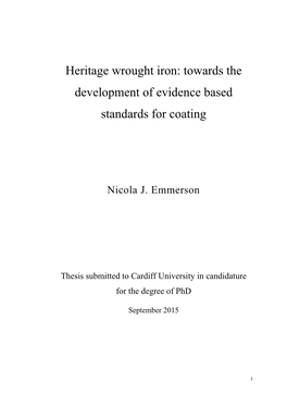 Heritage Wrought Iron: Towards the Development of Evidence Based Standards for Coating