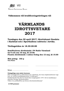 Värmlands Idrottsvetare 2017