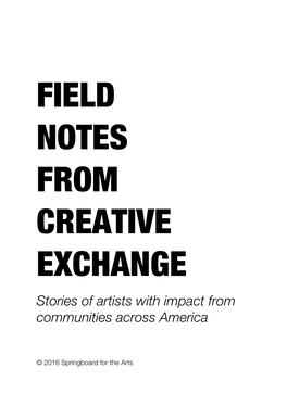 Field Notes from Creative Exchange