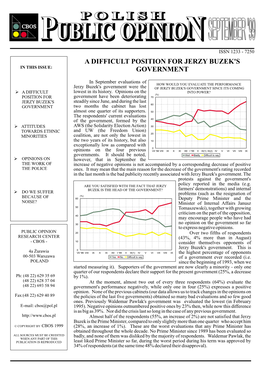 A Difficult Position for Jerzy Buzek's Government