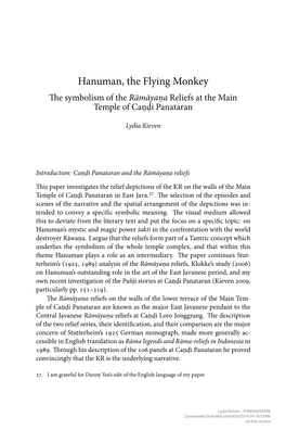 Hanuman, the Flying Monkey E Symbolism of the Rāmāyaṇa Reliefs at the Main Temple of Caṇḍi Panataran