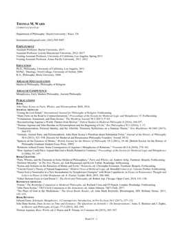 Thomas M. Ward Curriculum Vitae