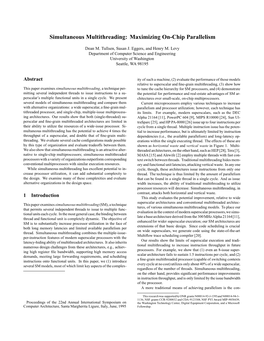 Simultaneous Multithreading: Maximizing On-Chip Parallelism