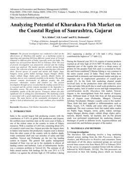 Analyzing Potential of Kharakuva Fish Market on the Coastal Region of Saurashtra, Gujarat