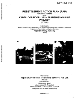 RESETTLEMENT ACTION PLAN (RAP) for ANGLE TOWERS of the KABELI CORRIDOR 132 Kv TRANSMISSION LINE Public Disclosure Authorized PROJECT (KCTLP)