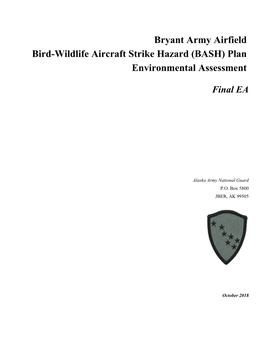 Bryant Army Airfield Bird-Wildlife Aircraft Strike Hazard (BASH) Plan Environmental Assessment