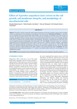 Effect of Nepenthes Ampullaria Jack Extract on the Cell Growth, Cell