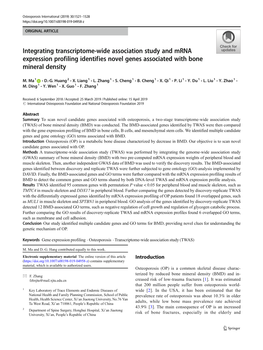 Integrating Transcriptome-Wide Association Study and Mrna Expression Profiling Identifies Novel Genes Associated with Bone Mineral Density