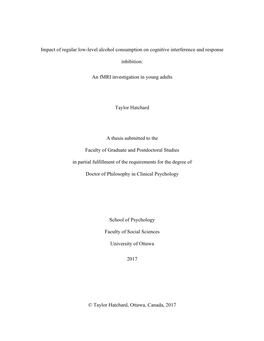 Impact of Regular Low-Level Alcohol Consumption on Cognitive Interference and Response Inhibition