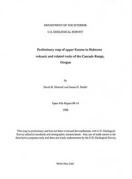 Preliminary Map of Upper Eocene to Holocene Volcanic and Related Rocks of the Cascade Range, Oregon