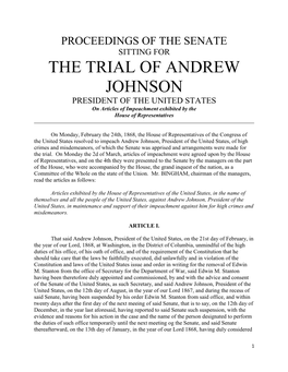 Articles of Impeachment Against President Andrew Johnson