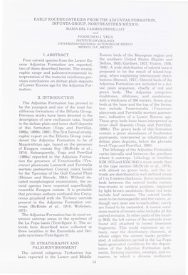 EARLY EOCENE OSTREIDS from the ADJUNTAS FORMATION, DIFUNTA GROUP, NORTHEASTERN MEXICO MARIA DEL CARMEN PERRILLIAT and FRANCISCO J