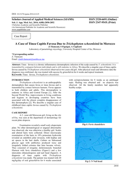 A Case of Tinea Capitis Favosa Due to Trichophyton Schoenleinii In