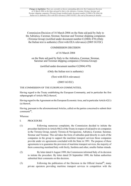 Commission Decision of 16 March 2004 on The