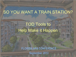 So You Want a Train Station… TOD Tools to Make It