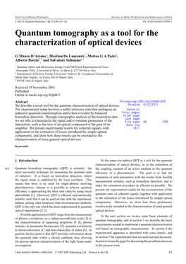 Quantum Tomography As a Tool for the Characterization of Optical Devices