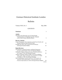 German Historical Institute London Bulletin Vol 26 (2004), No. 1