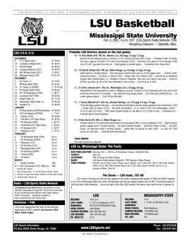 LSU Basketball at Mississippi State University Feb