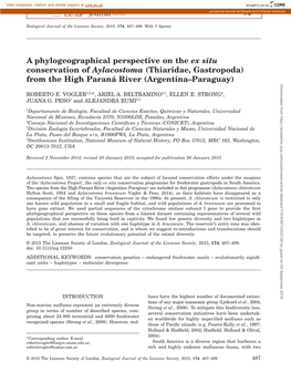 A Phylogeographical Perspective on the Ex Situ Conservation Of