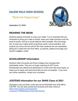 September 21 SHHS Happenings Newsletter.Pdf