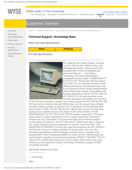 Customer Service Knowledge Base (Wyse Terminals Specifications)