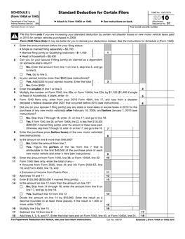 SCHEDULE L Standard Deduction for Certain Filers OMB No