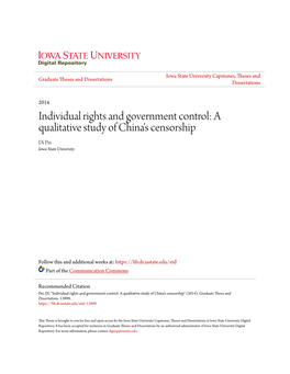 A Qualitative Study of China's Censorship Di Pei Iowa State University