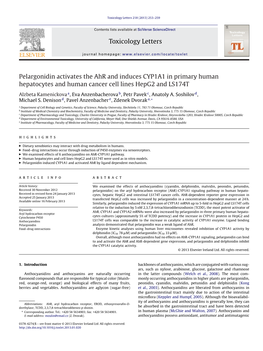 Pelargonidin Activates the Ahr and Induces CYP1A1 in Primary Human