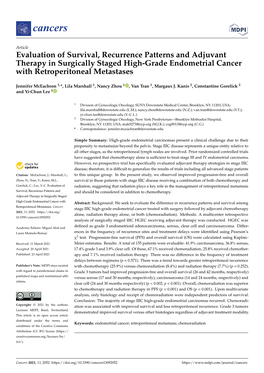 Evaluation of Survival, Recurrence Patterns and Adjuvant Therapy in Surgically Staged High-Grade Endometrial Cancer with Retroperitoneal Metastases